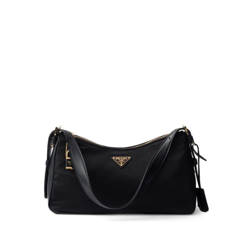 Prada Aimée Large Re-Nylon And Leather Shoulder Bag With Padlock Women